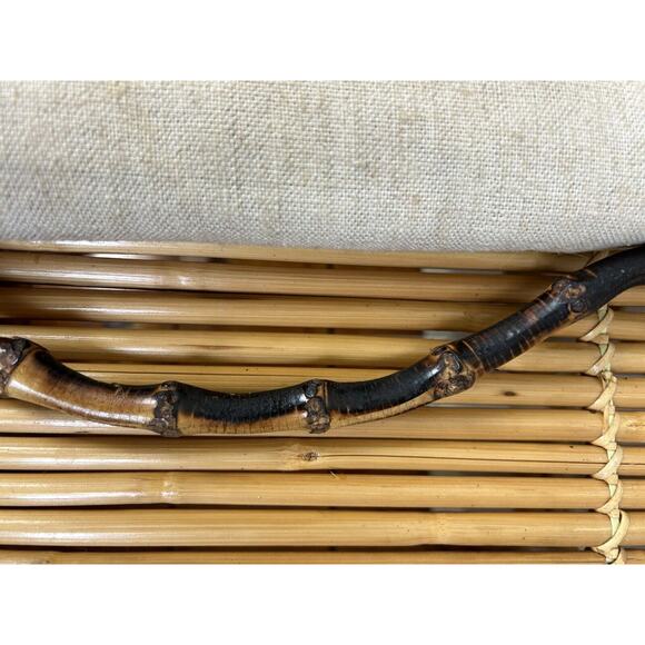 Clutch/Summer Handbag-Bamboo Handle Lgt.Tan/Navy B. - Picture 8 of 10